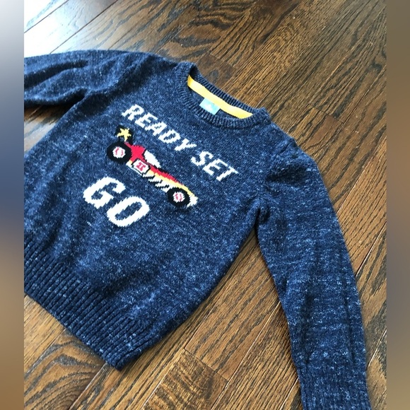 babyGap Boys 2/2T Heathered Navy Blue Knit Crewneck Sweater w/Racing Car - VGUC! - Picture 3 of 7